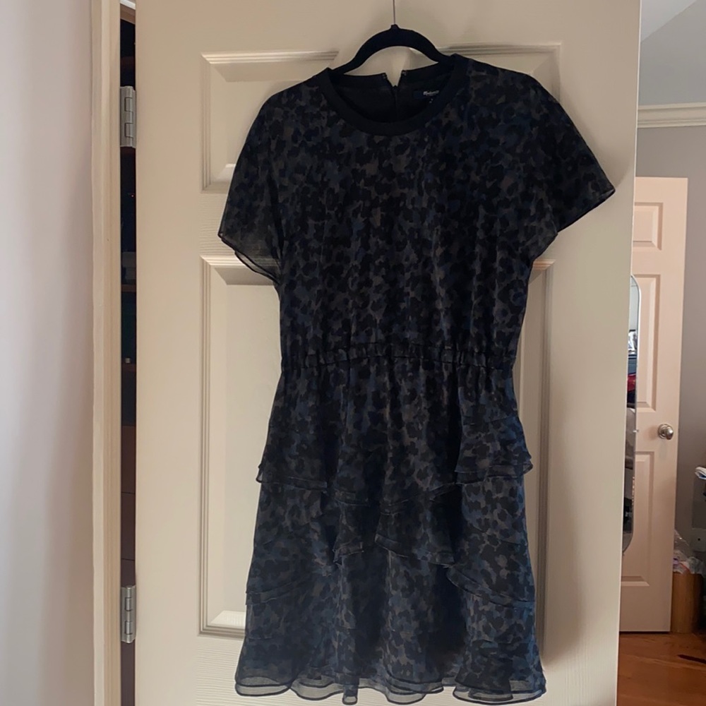 Navy, Black and Grey Splattered Madewell Dress Size 8
